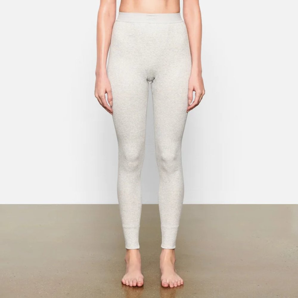 Cotton Rib Legging - Light Heather Grey
